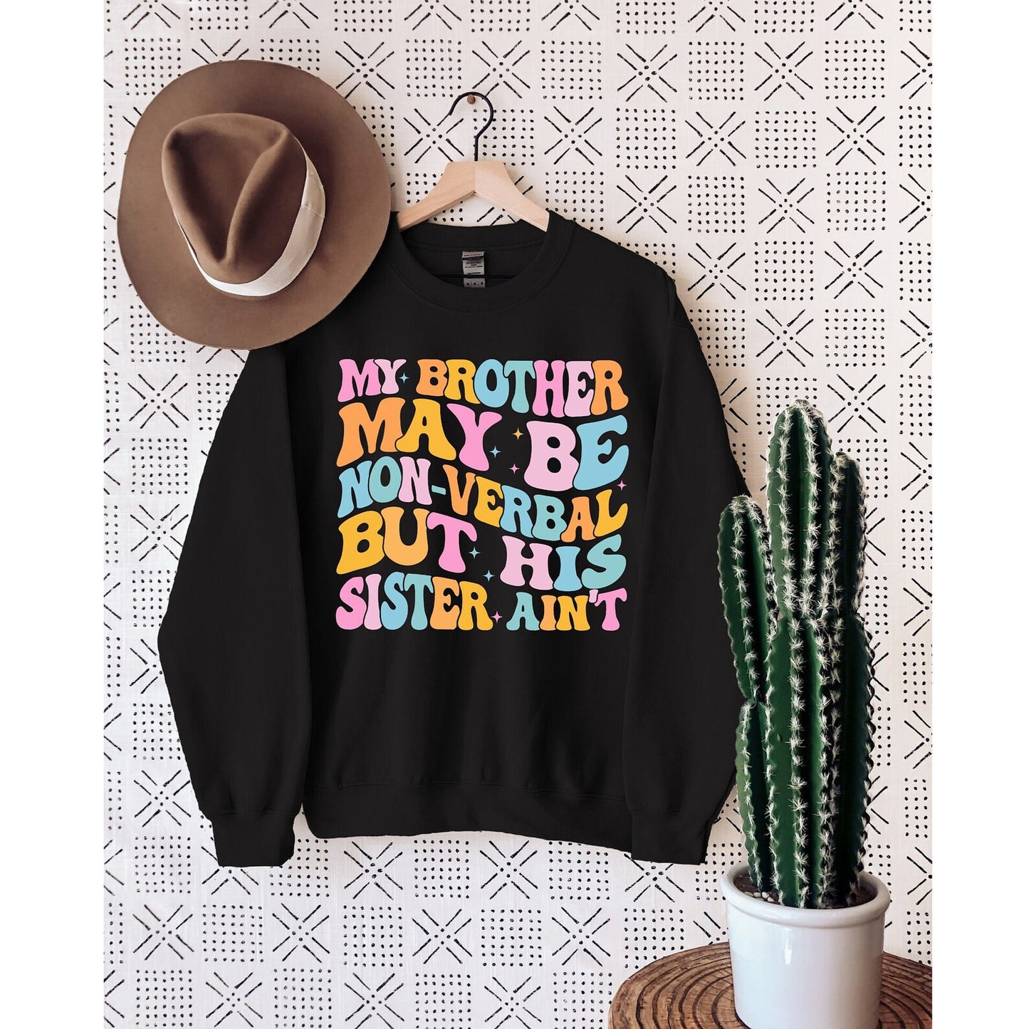 "My brother may be non verbal" Premium Kids & Youth Crew Sweatshirt